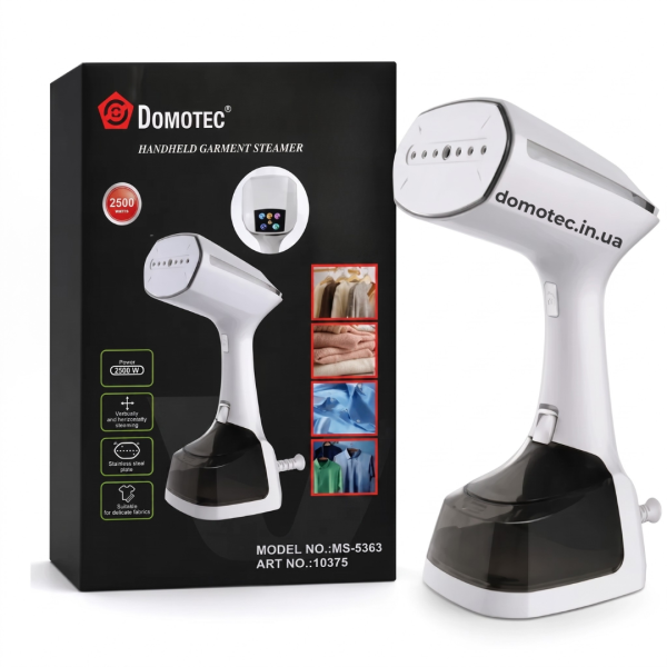 Відпарювач ручний із LED дисплеєм Domotec MS-5363 2500Вт Білий