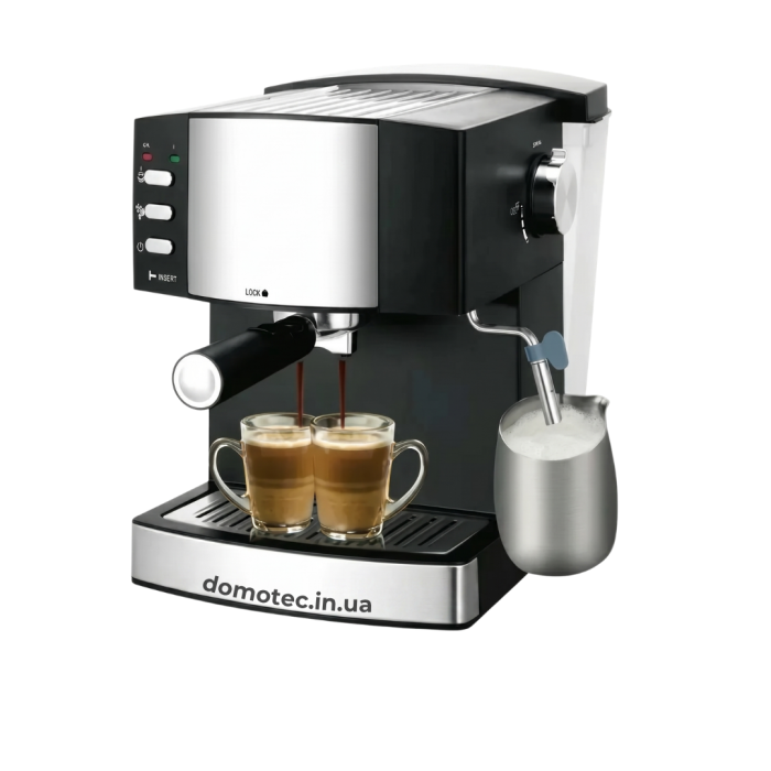 Кавоварка ріжкова Domotec MS-113 1.6л 850Вт еспресо, капучино, латте