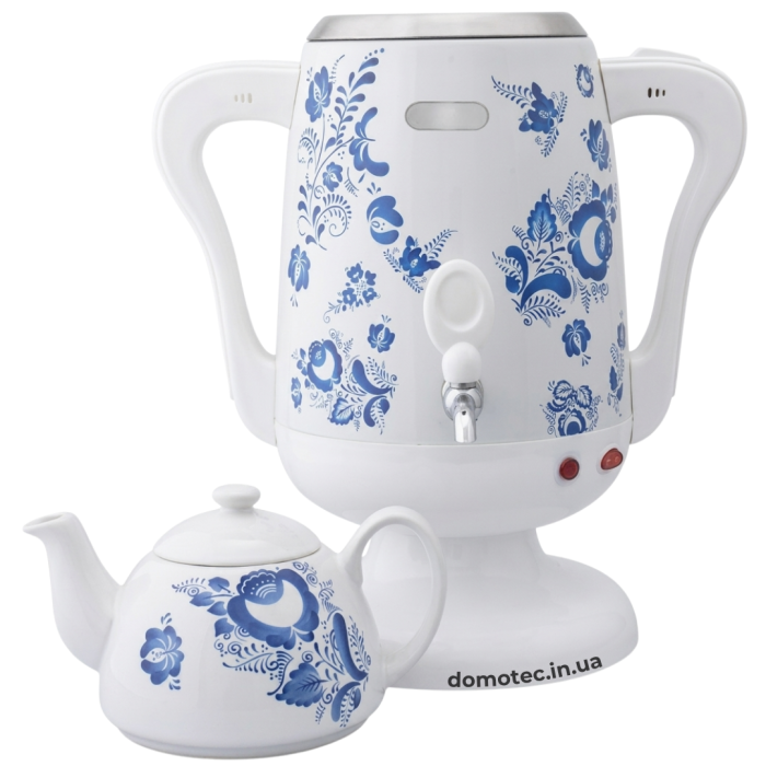Електричний самовар 2в1 з фарфоровим заварником Domotec R-7118W 3.5л