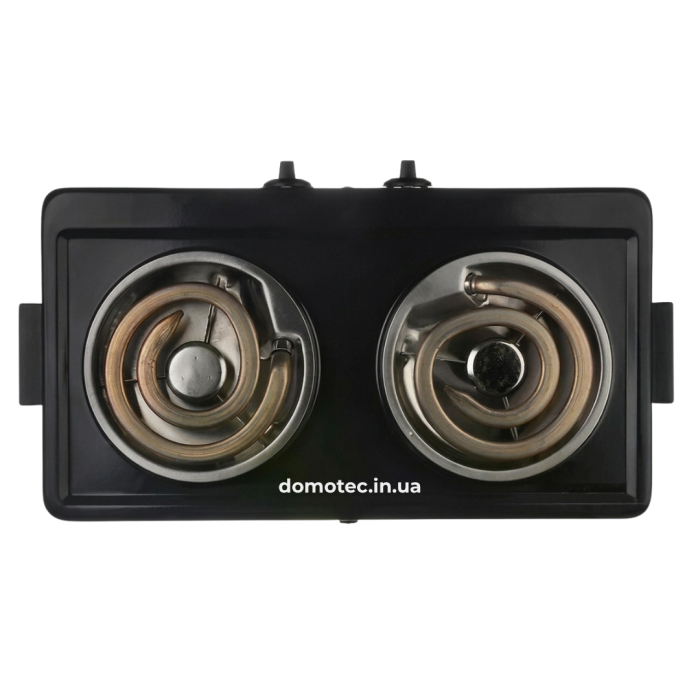 Плита електрична Domotec MS-5532 2 конфорки 2000Вт Чорний спіраль