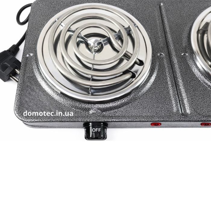 Плита електрична спіраль Domotec MS-5802 2 конфорки 2000Вт