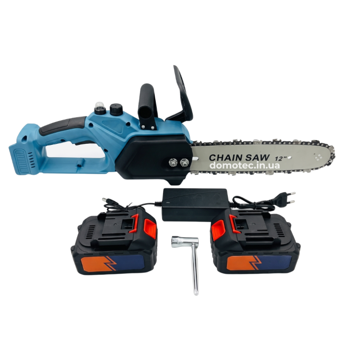 Акумуляторна ланцюгова пилка з 2 шинами на 12'' і 16'' Chain Saw Domotec 96V