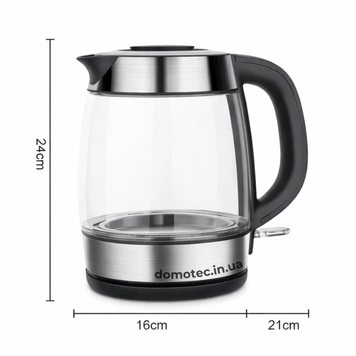 Електрочайник скляний Domotec MS-7946 1.7л 2200Вт