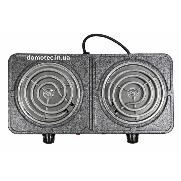 Плита електрична спіраль Domotec MS-5802 2 конфорки 2000Вт