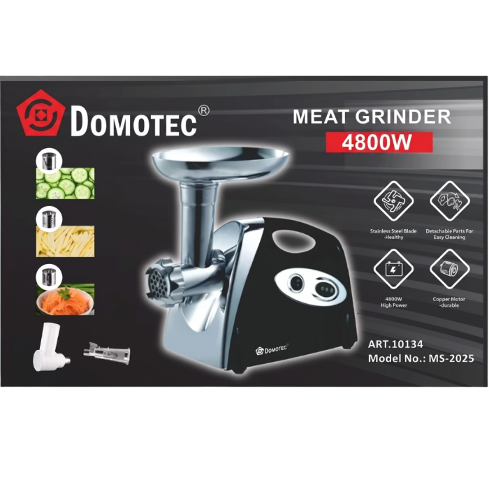 М'ясорубка Domotec MS-2025 з соковитискачем, терками та шатківницями 4800 Вт